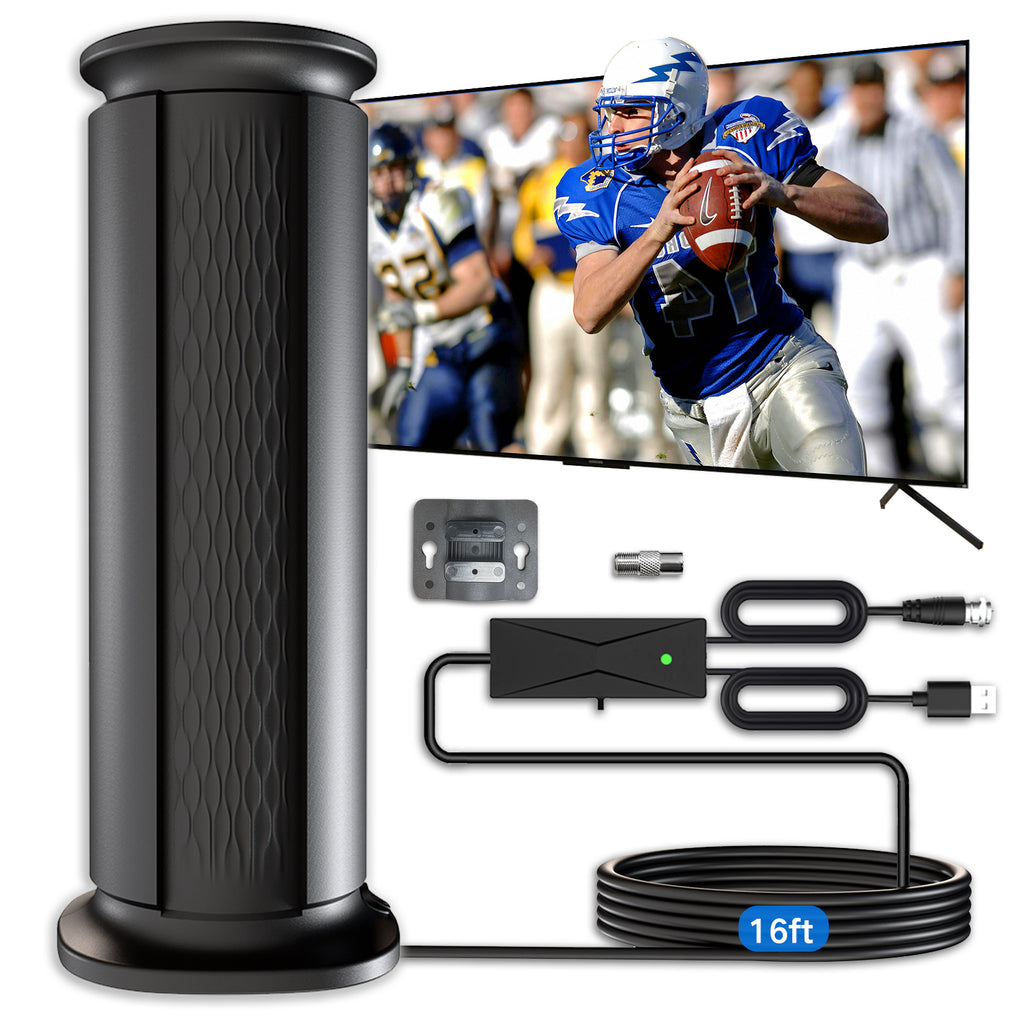 Thridccfoo Indoor/Outdoor TV Antenna with Amplifier Signal Booster, 16ft Cable, Supports 4K HDTV, Free Local Channels, Compatible with Smart TVs and Older TVs