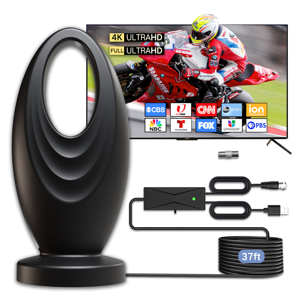 2026 Upgraded 2200+ Miles Range Digital TV Antenna, Indoor 360° Signal Amplified HDTV Antenna Supports 4K 1080P Local Channels for Home RV Camping - 32ft Cable