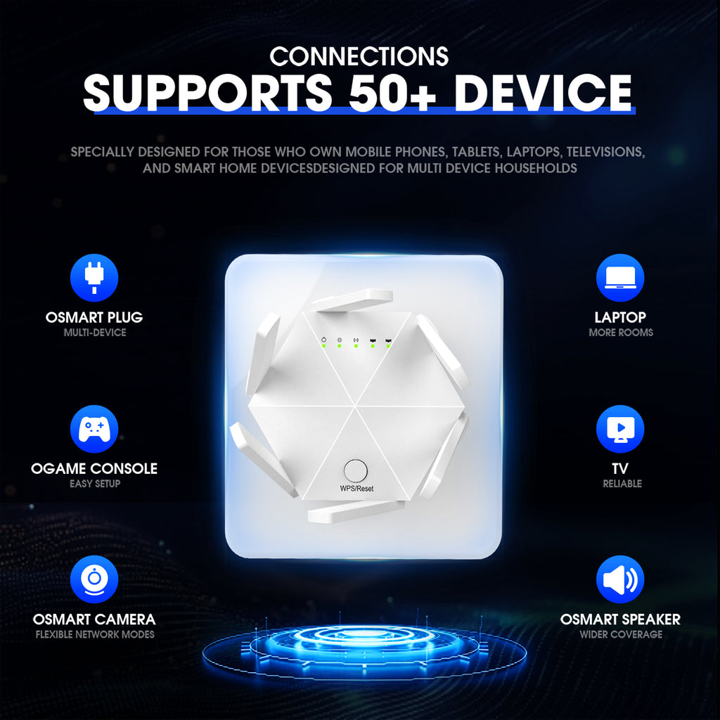 WiFi Extender Signal Booster for Home 2026 Internet Repeater Long Range Up to 1615 Sq. Ft. Whole Home WiFi Coverage