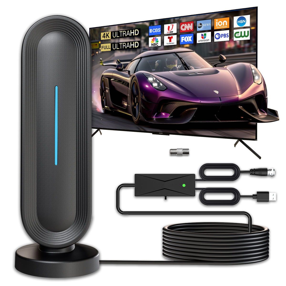 2026 Indoor Digital TV Antenna for Smart/Old TV – Long Range HD Digital Antenna with Amplifier, Free Local Channels, Easy Setup, Supports 4K/1080P HDTV, Perfect for Home, RV, Camping