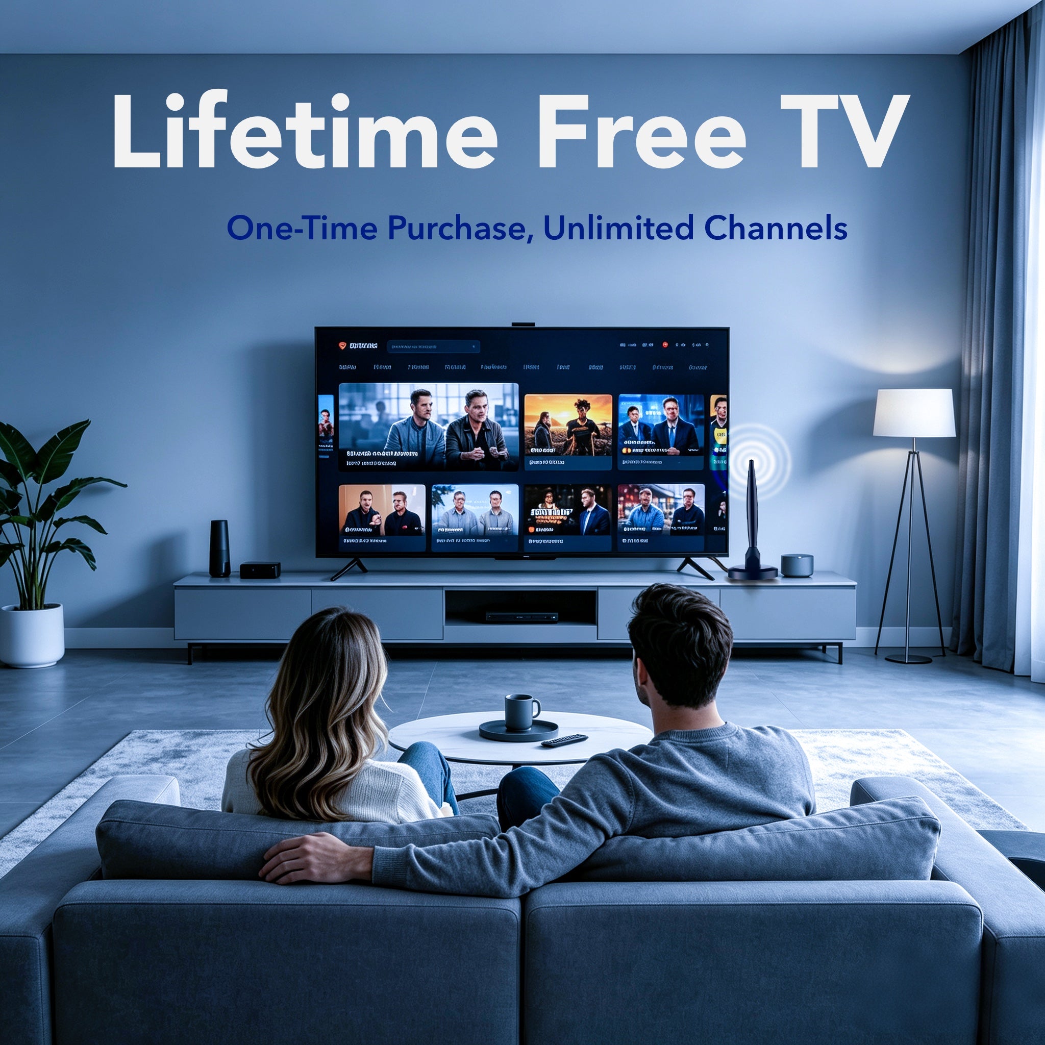 Thridccfoo Indoor TV Antenna with Amplifier, 50-Mile Range, 16 ft Coax Cable, Magnetic Base, 4K 1080p HDTV Antenna for Local Channels, Black